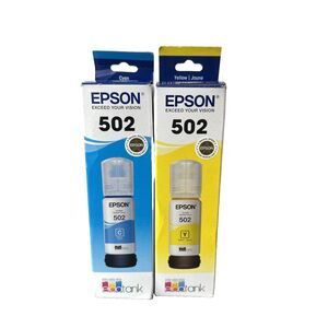 Epson 502 Ink Bottles  LOT of 2  -Optimal Print Quality Cyan & Yellow New Sealed